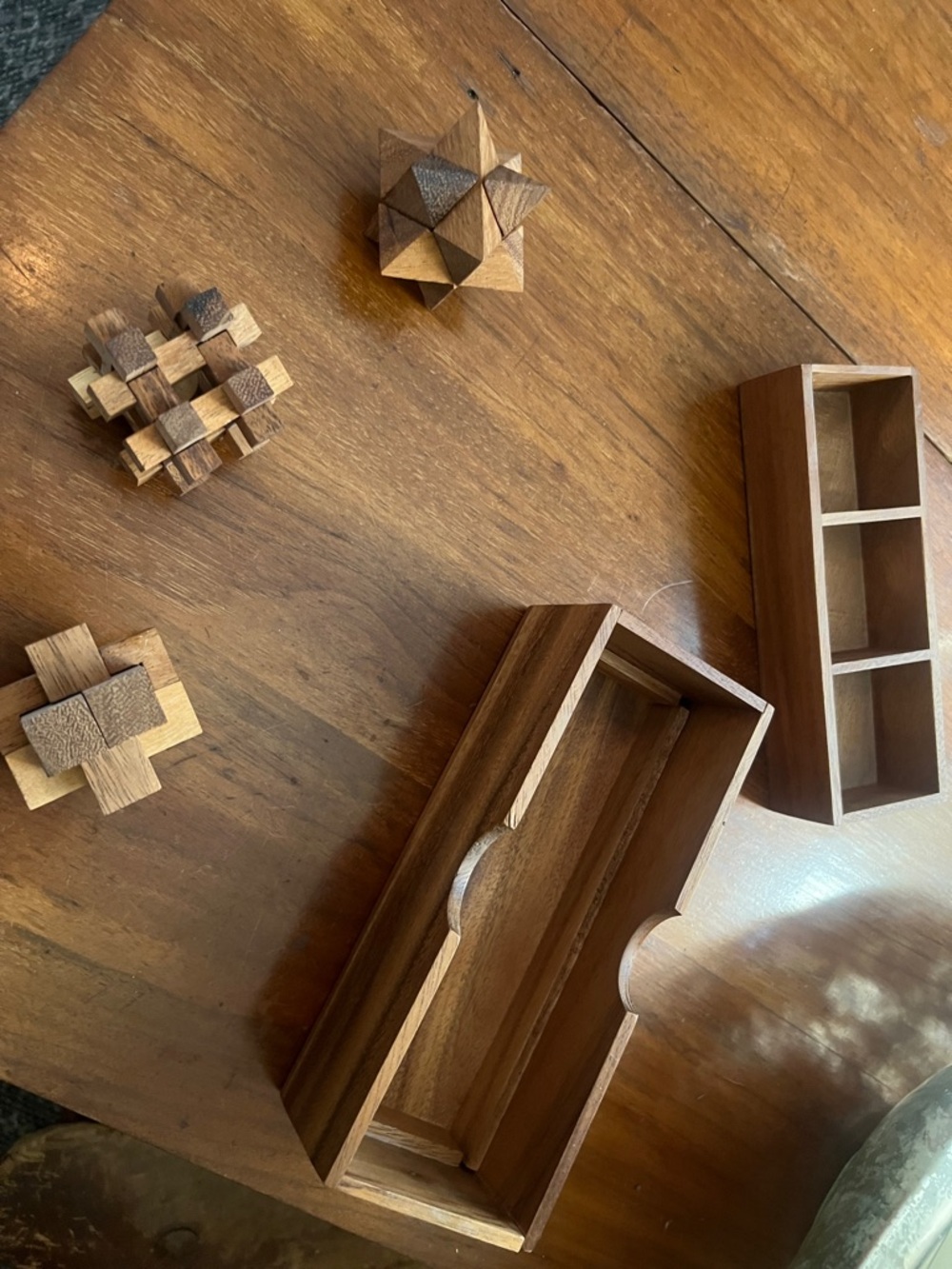 Wooden Puzzle Set - Natural Brown